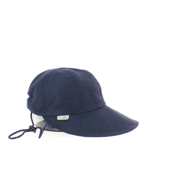 Casquette grande visière Nadine marine lin et coton