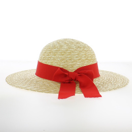 copy of Geraldine Straw Wide-Brimmed Hat Green Ribbon - Traclet