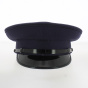 Navy Chauffeur Cap with Shiny Black Visor - Traclet