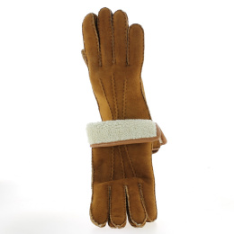 Gants Femme Cuir & fourrure Marron clair- Traclet