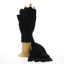 Women's Wool/Angora Fingerless Gloves Black - TRACLET Reference: 22324 | Chapellerie Traclet