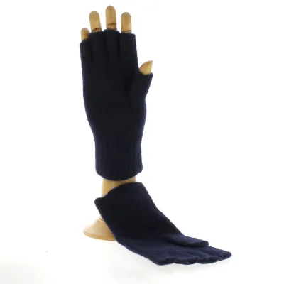 Navy Wool/Angora Fingerless Gloves Reference: 22325| Chapellerie Traclet