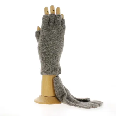 Wool/Angora Fingerless Gloves mottled brown Reference: 22326 | Chapellerie Traclet