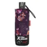 X-TRA Solid Automatic Mini Umbrella Aubergine Flowers - Isotoner