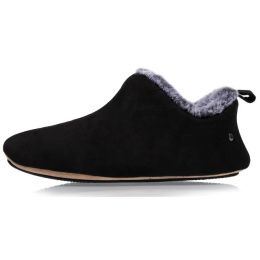 Low Bootie Slippers with Faux Fur Black - Isotoner