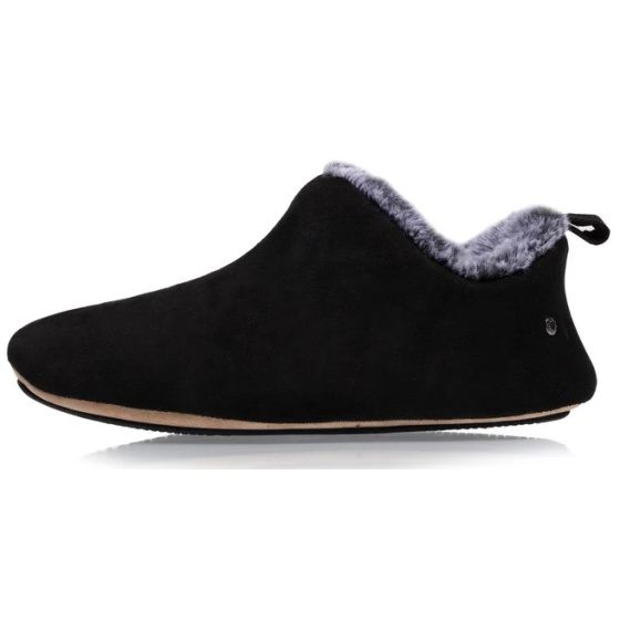 Low Bootie Slippers with Faux Fur Black - Isotoner