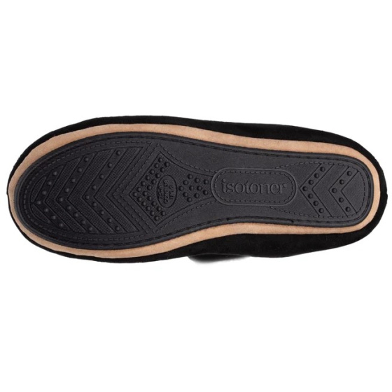 Low Bootie Slippers with Faux Fur Black - Isotoner