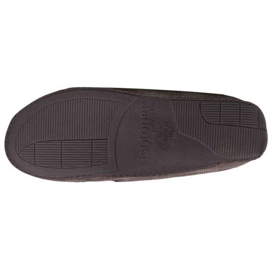 Men's Grey Moccasin Slipper - Isotoner