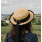Chapeau Breton Clotilde Enfant Paille Naturelle - Traclet