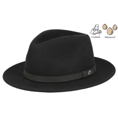 Traveller Mouthe Crushable Black Felt Hat - Flechet Reference: 11497 | Chapellerie Traclet