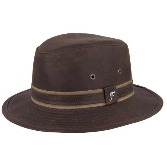 Sintra Waterproof Oiled Cotton Hat Brown - Flechet