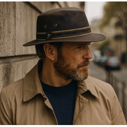 Sintra Waterproof Oiled Cotton Hat Brown - Flechet