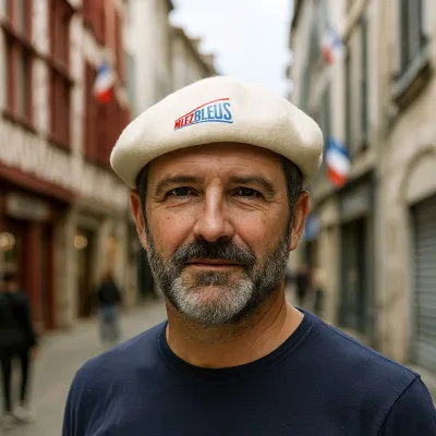 Official Allez Les Bleus Ecru Beret - Le Béret Français Reference: 21952 | Chapellerie Traclet