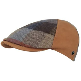Casquette Plate Bolzane Patchwork Cuir & Laine - Fléchet