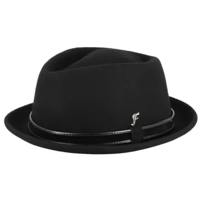 Porkpie Hat Novare Black Felt - Fléchet ref: 22380| Chapellerie Traclet