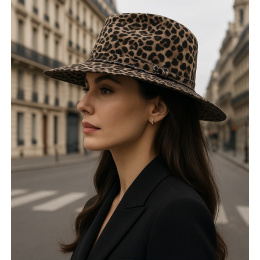 Chapeau Fedora Teramo Léopard Laine - Fléchet