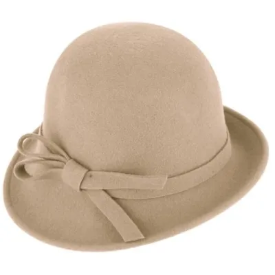 Lidia Beige Wool Felt Cloche Hat - Traclet Reference: 22410| Traclet Hatmakers