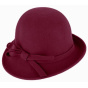 Lidia Burgundy Wool Felt Cloche Hat - Traclet
