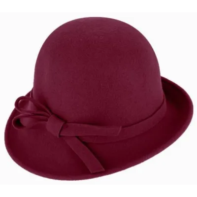 Lidia Burgundy Wool Felt Cloche Hat - Traclet Reference: 22411| Traclet Hatmakers