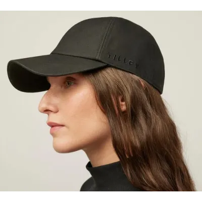 Casquette Baseball Wax Coton Ciré Noire - Tilley