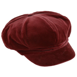 Anna Velvet Newsboy Cap Burgundy - Traclet