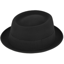 Black Wool Felt Porkpie Salerne Hat - Traclet
