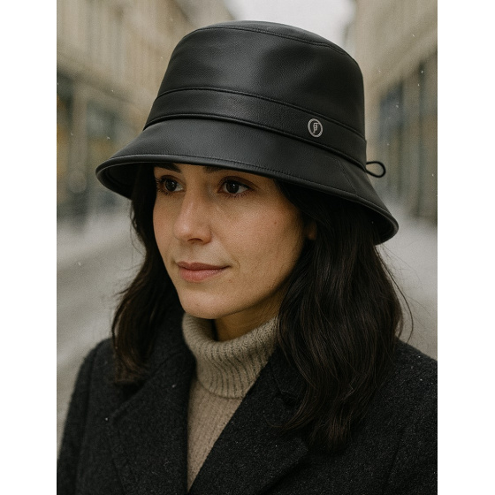 Chapeau Cloche Modica Cuir Noir - Flechet