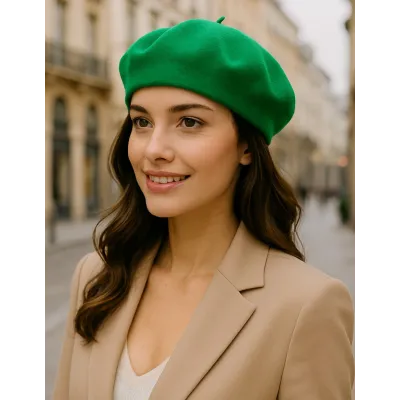 Béret Classique laine Vert Saint Patrick - Traclet
