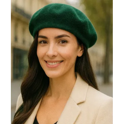 Béret Classique Laine Vert Sapin - Traclet