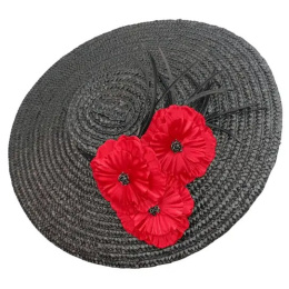 Chapeau Provençal Pamela Carmina Paille Noir - Traclet
