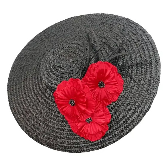 Chapeau Provençal Pamela Carmina Paille Noir - Traclet