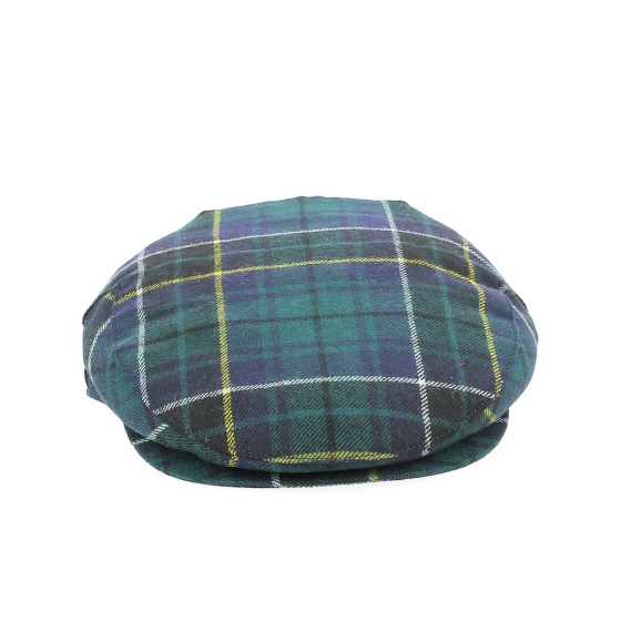 Green and blue Limerick tartan cap