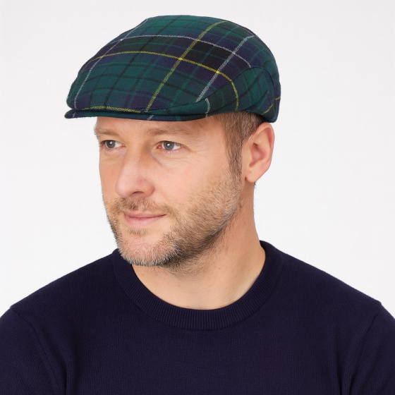 Casquette tartan vert bleu limerick