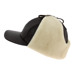 Casquette / Chapka Adventurer Cuir & Agneau Noire - Traclet
