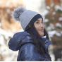 Bonnet Pompon Fourrure Céleste Gris - LeDrapo