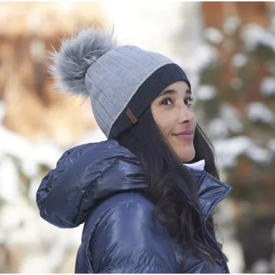 Celestial Gray Fur Pompom Beanie - LeDrapo | Chapellerie Traclet ref 22521 chapellerie traclet