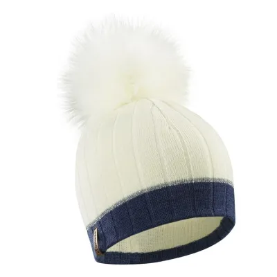 Celestial Cream & Blue Fur Pompom Beanie - LeDrapo | Chapellerie Traclet ref 22522 chapellerie traclet