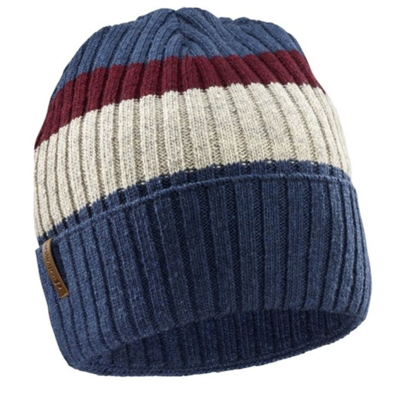 Recycled Edgar Cuff Beanie Blue-Grey-Burgundy - Le Drapo