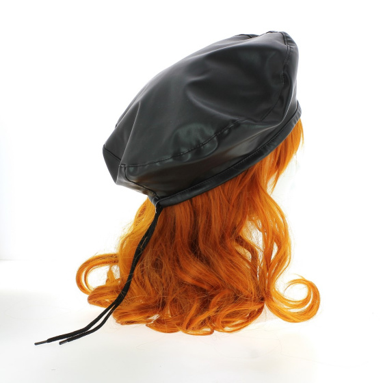 Major Beret in Black Faux Leather - Traclet