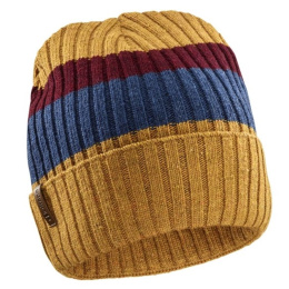 Recycled Edgar Beanie with Turnup Yellow-Blue-Burgundy - Le Drapo