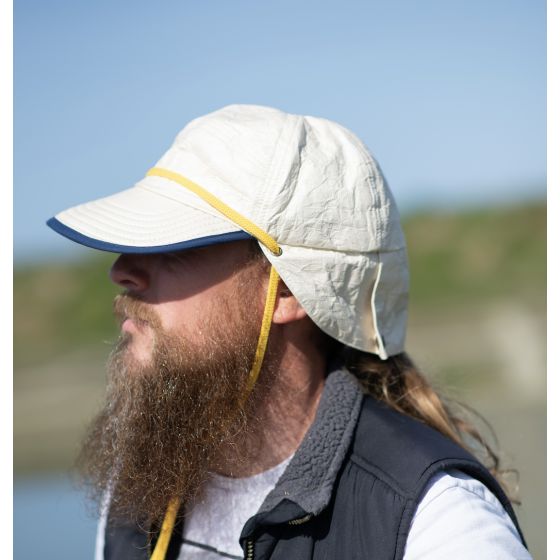 Anti-UV Neck Protection Cap Loïck Beige & Navy Blue - Soway