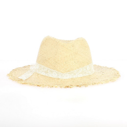 Chapeau de Paille Naturelle avec dentelle - Fabrication Française - Traclet