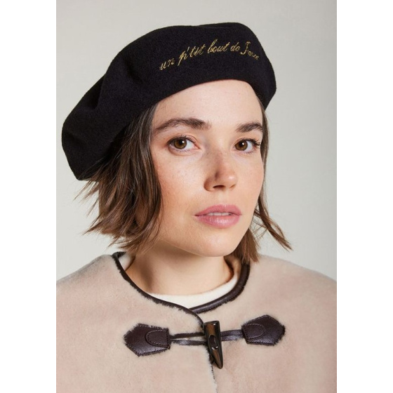 Béret Larrun Broderie Or Noir - Héritage par Laulhère