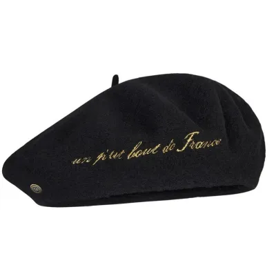 Larrun Gold Embroidery Black Beret - Heritage by Laulhère Reference: 22550 | Chapellerie Traclet