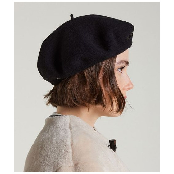 Larrun Gold Embroidery Black Beret - Heritage by Laulhère