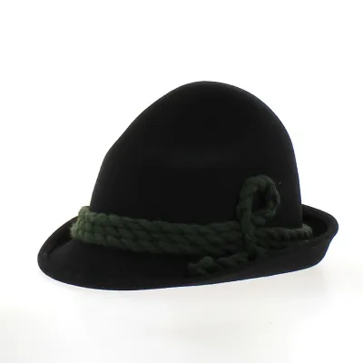 Black Tyrolean Hat with Green Cord - Traclet - Reference: 22560 | Chapellerie Traclet