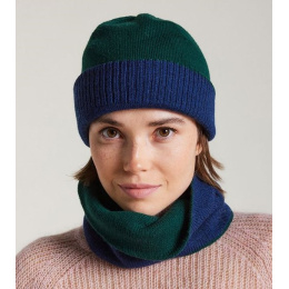Bonnet Mendia Bicolore Laine Vert & Bleu - Laulhère