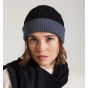 Mendia Two-Tone Wool Beanie Black & Dark Gray - Laulhère