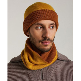 Mendia Two-Tone Wool Beanie Cognac & Curry - Laulhère