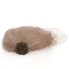 Taupe ceremonial tambourine with its veil and rose - Chapellerie Traclet - France Reference: 22662 | Chapellerie Traclet